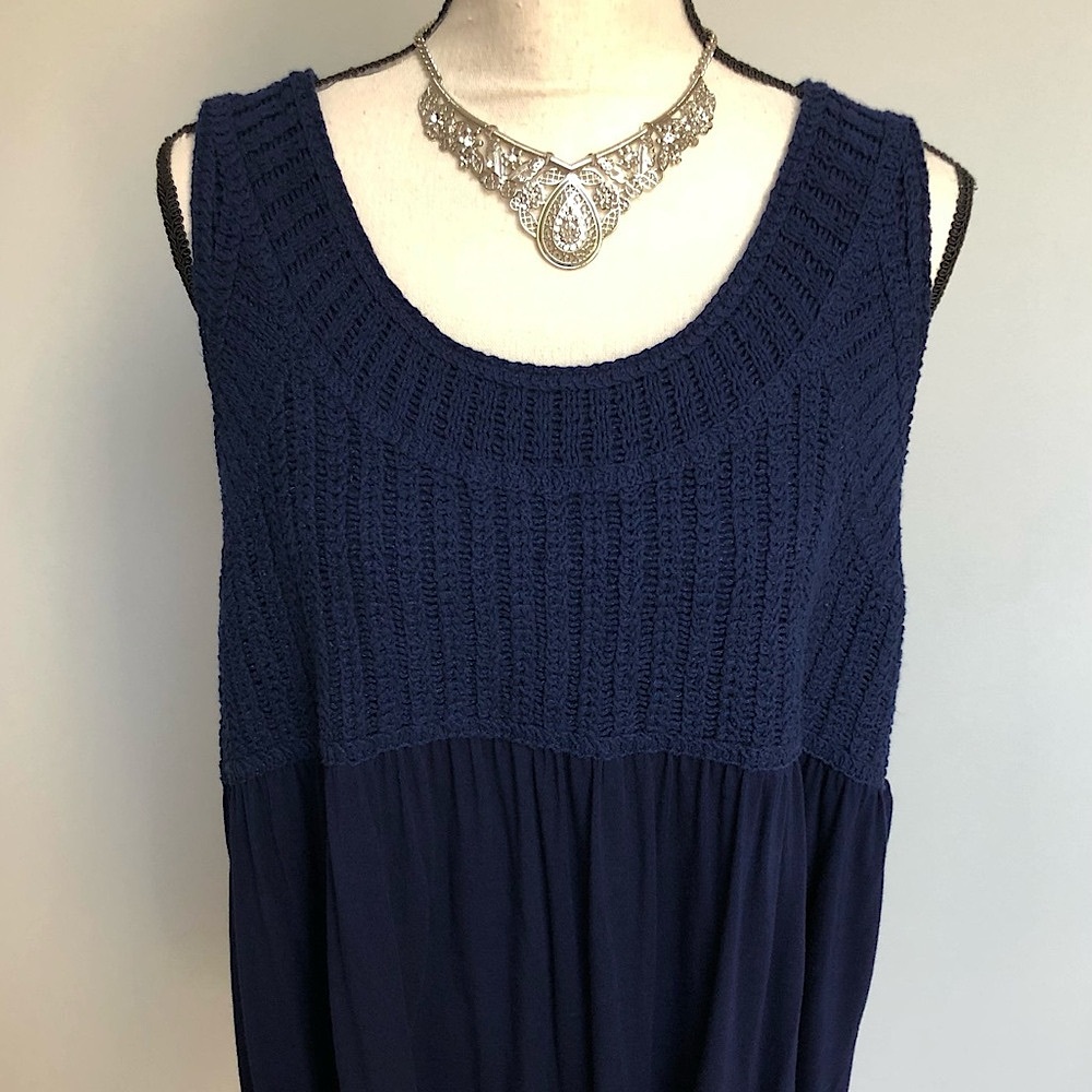 NEW Susan Graver PURE Crochet Sleeveless Babydoll Top Size XL